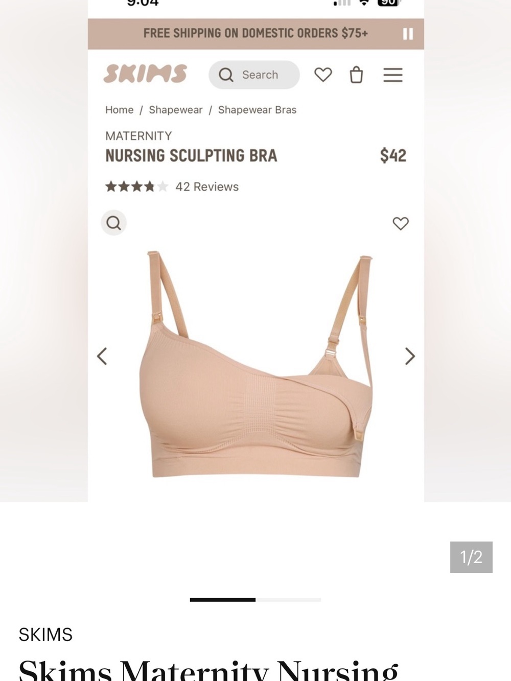 SKIMS Maternity Sculpting Nursing Bra